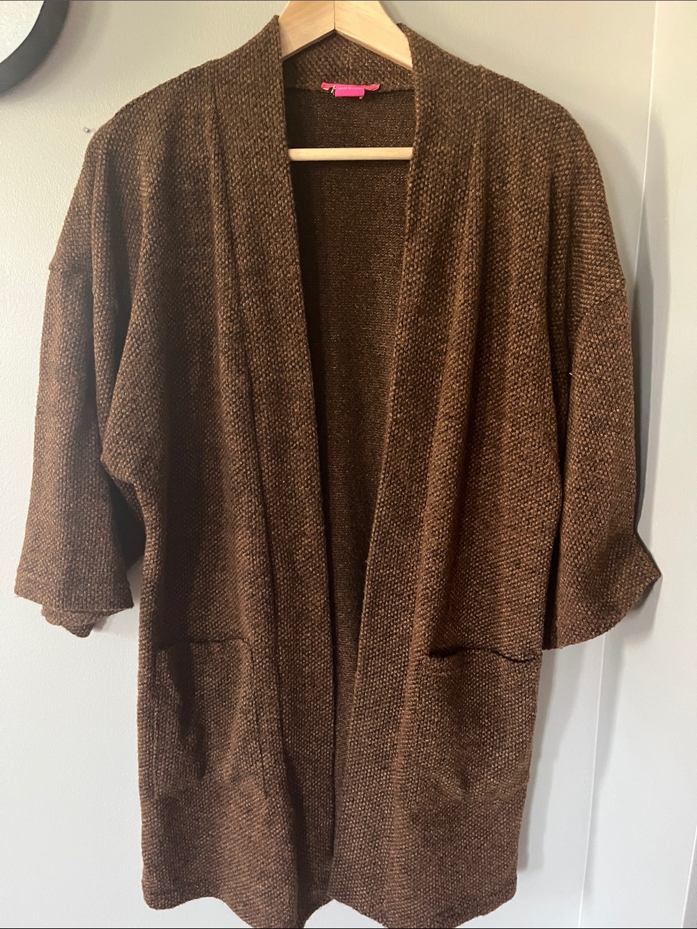 Cozy Open-Front Brown Women's Kimono Style Sweater Cardigan